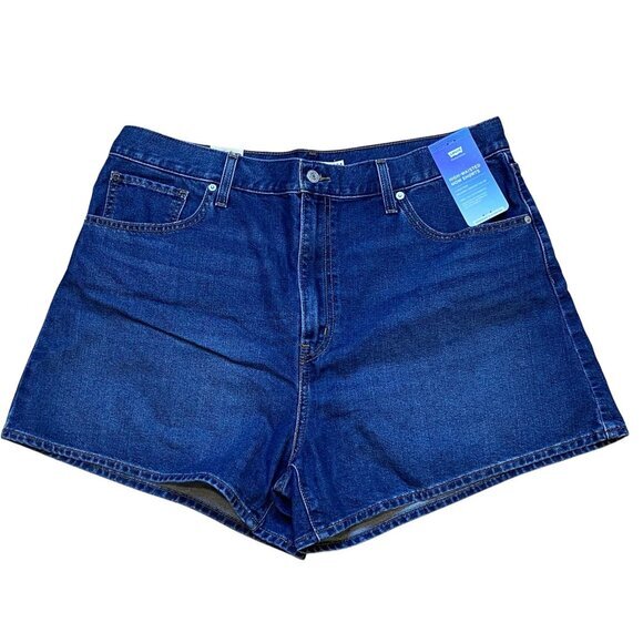 Levis High-Waisted Mom Shorts Size 34 Dark Blue Denim‎ NWT - Picture 1 of 7